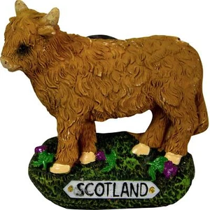 Kühlschrankmagnet Resin Scottish 3D Highland Cow Design with Scotland Banner - Bild 1 von 3