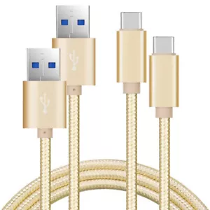 Braided USB Type-C Fast Charging Data SYNC Charger Cable Cord 3/6/S10 S9 Gold - Picture 1 of 5