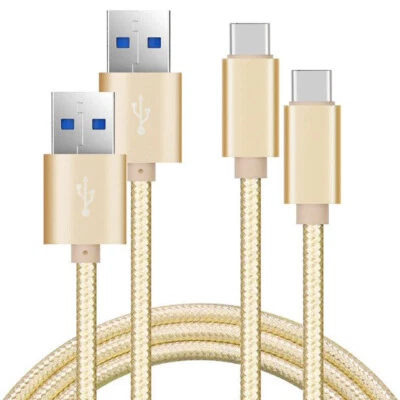 Cable Cargador SYNC Datos Carga Rápida USB Tipo-C Trenzado 3/6/S10 S9 Dorado Foto 1 de 4