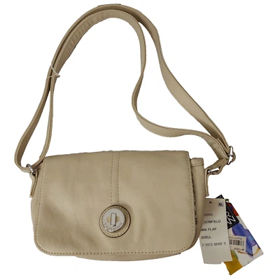 Tyler Rodan Purse Vegan Leather Crossbody 9" Bloomfield Mini Flap Shell Oatmeal - Image 1 of 4