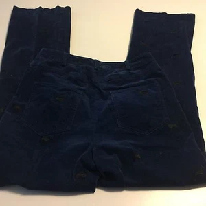 Lilly Pulitzer Blue Corduroy Scottish Terrier Embroidered Pants Womens 4 Flaw - Picture 1 of 6