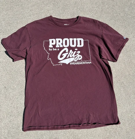 University Of Montana Griz T-shirt Size L Unisex "Proud To Be A Griz" Missoula Cover