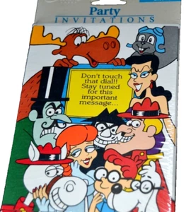 FIESTA Invitaciones ROCKY BULLWINKLE BORIS NATASHA MR. PEABODY NUEVO EN PAQUETE De colección 8 Carlton - Imagen 1 de 3