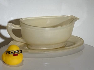 Vintage Retro Phoenix Opalware Fruit Gravy Boat with Saucer Drip Plate - Picture 1 of 7