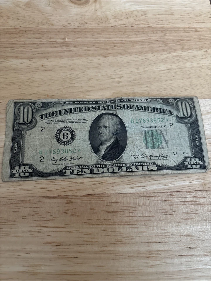 1950 A $ 10 Dollar  Rare Star Note - 17693852 Serial Number - Image 1 of 4