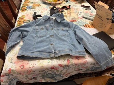 Hand Embroidered Jean Jacket Women Size M - Image 1 of 2