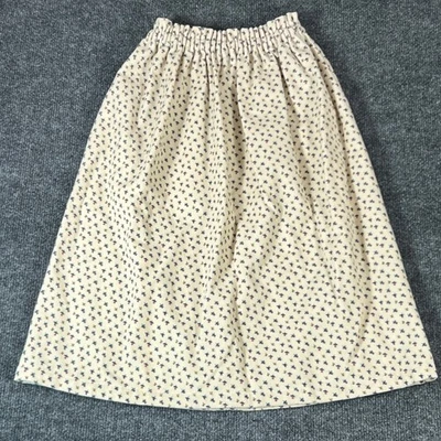 Vintage Corduroy Floral Print Midi Skirt Elastic Waist Women's - Image 1 of 4