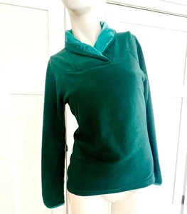 PrAna Women's Green Cozy Pullover Fleece Top Velour Collar size Small - Picture 1 of 14