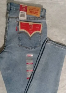 Levi's 710 Girls Size 16 R Super Skinny Stretch Adjustable Waistband Blue Jeans - Picture 1 of 7