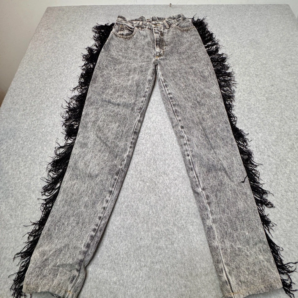 Pantalones de mezclilla Y2K lavado ácido flecos vintage llamativos azules París talla 5 años 90 Grunge Core Foto 1 de 4