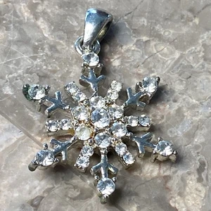 Schmuck besetzte Schneeflocke Anhänger silberfarben - Bild 1 von 4