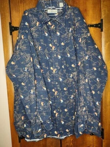 Crossings Fly Fishing Shirt Mens 3XL River Lake Button Up Long Sleeve Blue - Picture 1 of 7