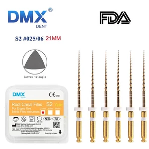 6Pcs DMXDENT Dental Endodontics NiTi Rotary File Engine Use Files S2 21MM - Picture 1 of 3