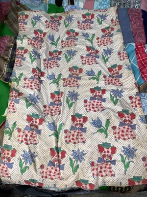 Edredón vintage para bebé o muñeca perro rojo verde azul carro de cuna Foto 1 de 4