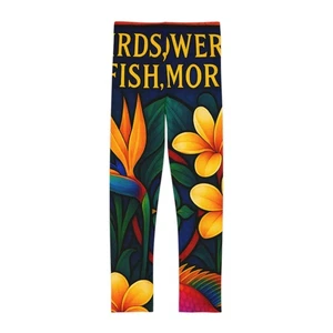 Colorful Floral Kids Leggings, Fun Activewear for Girls, Floral Pattern Leggings - Picture 1 of 29