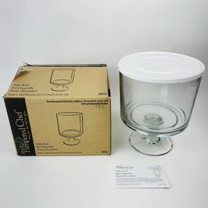 Pampered Chef Glass Trifle Bowl 2832 New Open Box with Lid, Bowl & Stand - Picture 1 of 9