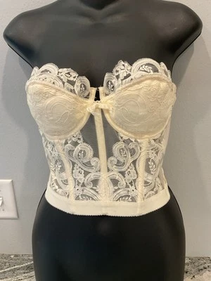 VIntage Backless Lady Marlene 36 C Corset Underwire Bra Bustier Lace Strapless - Image 1 of 4