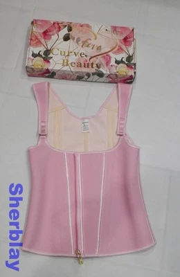 Double Waistband Corset Vest Waist Trainer Shapeware Pink Sz Large - Image 1 of 4
