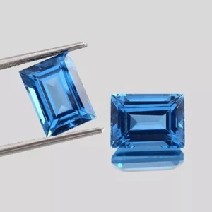 Unheated 9.56 Ct Brazilian Indicolite Blue Tourmaline Baguette Cut Gemstone Pair - Picture 1 of 4