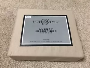 Juego de sábanas estilo hotelero de microfibra de lujo 600 hilos 4 piezas - grano de arena completo marrón - Imagen 1 de 2