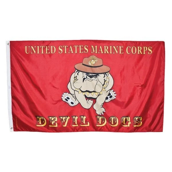USMC Devil Dogs Flag- US Marine Corps EGA & Bulldog- 3'X5' (Made in USA) - Image 1 of 1