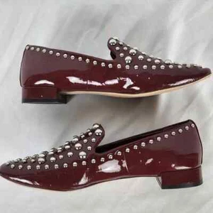 Halogen Kaylee Studded Genuine Leather Slip On Burgundy Loafers Women's Size 6 M - Picture 1 of 12