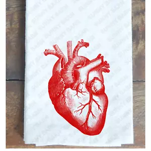 Anatomical Heart Guest Dinner Tea Towel Kitchen Flour Sack Horror Anatomy - Picture 1 of 2