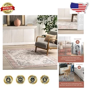 Stain Resistant Area Rug 5' x 8' Light Grey - Perfect for Living & Dining Rooms - Picture 1 of 8