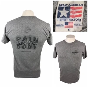 Marines Mens Small Shirt Gray Tee Vintage Single Stitch Made In USA Pain Is Weak - Imagen 1 de 11
