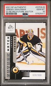 2021 Upper Deck SP Authentic Jeremy Swayman 01 Retro Future Watch /900 RC PSA 10 - Picture 1 of 2