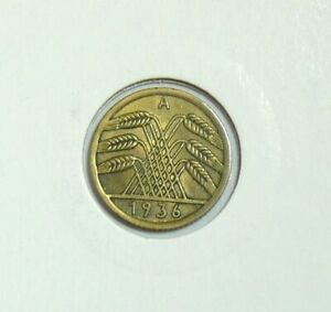 5 Reichspfennig 1936 A Vintage Old Coin. German 3d Reich Coin. WW2 Coin. KM# 91