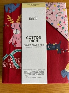 ¡VENTA! PRIMARK Lindo Animal NAVIDAD FUNDA DE EDREDÓN TALLA ÚNICA ROJA Y ROSA - Imagen 1 de 3