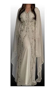 SALE Moroccan Kaftan Wedding Dress Arabic Party Wear Abaya Very Fancy Long Gown - Picture 1 of 4