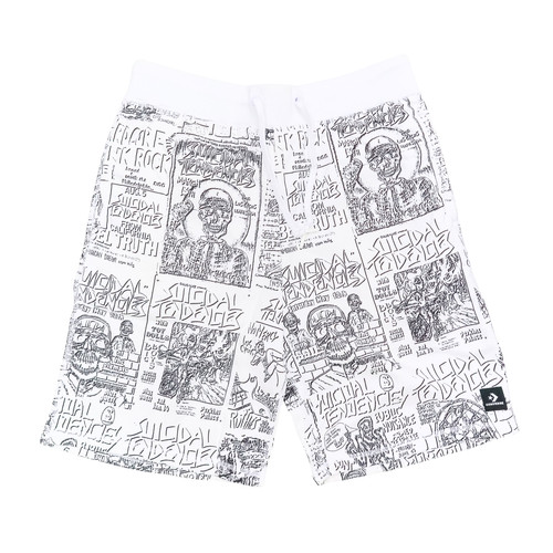 Converse Suicidal Tendencies Pantaloncini Felpati Bianco e Nero Uomo Taglia X Small