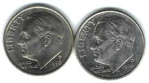 1996-P + D Uncirculated Roosevelt Dimes Both Business Types! - Picture 1 of 2