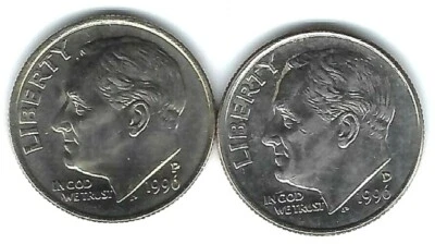 1996-P + D Uncirculated Roosevelt Dimes Both Business Types! - Image 1 of 2