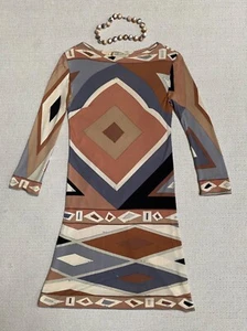 Emilio Pucci 1960s Lord & Taylor Geometric Print Silk Dress w/matching necklace - Picture 1 of 24