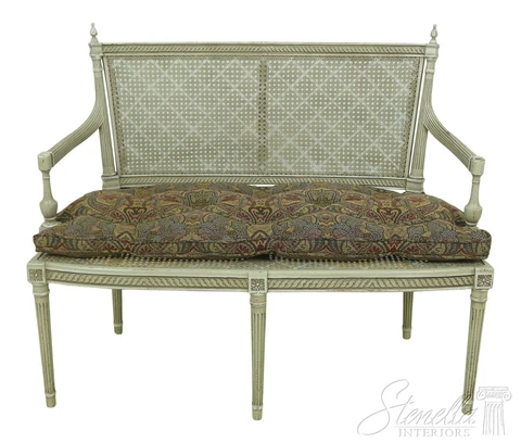56692EC: French Louis XVI Gray Painted Cane Settee Cover