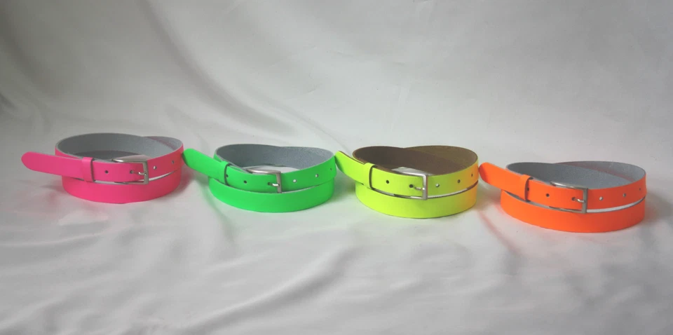20mm FLUORESCENTE Cintura Vera Pelle (Disponibile in S,M,L,XL,XXL) 4 COLORI - Immagine 1 di 1