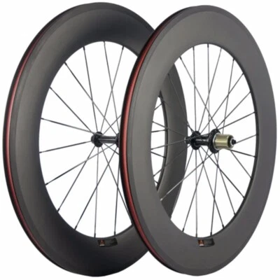 Juego de ruedas de bicicleta de carreras de carretera 700C cubierta de fibra de carbono ruedas de bicicleta 88x23 mm 24H Foto 1 de 4