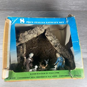 Vintage Commodore's 8 Piece Italian Nativity Set Christmas Scene in Box - Picture 1 of 8