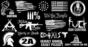 7 Random 2A Mega Sticker Decal lot FCK Gun Control 2nd Amendment Wholesale - Foto 1 di 1