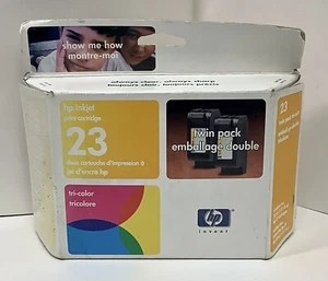 HP Inkjet 23 Twin Pack Tri-Ccolor  Printer Cartridges Exp 02/2004 New In Box - Picture 1 of 7