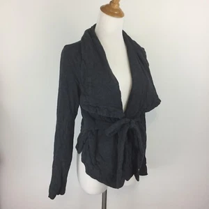 BCBGMAXAZRIA Gray Fluffy Belted Long Sleeve Open Front Jacket Womens sz XS - Picture 1 of 6
