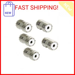 PL259 Barrel Connector, 5-Pack UHF Female to Female Coax Coaxial Adapter Coupler - Zdjęcie 1 z 2