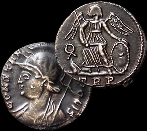 CONSTANTINOPIOLIS - VICTORIA - CORONA / 333-334AD. Moneda Æ BI Follis + Certificado de Autenticidad GGcoins - Imagen 1 de 5