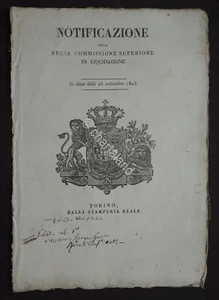 Notificazione della Regia Commissione Superiore di Liquidazione - 1823 - Picture 1 of 1