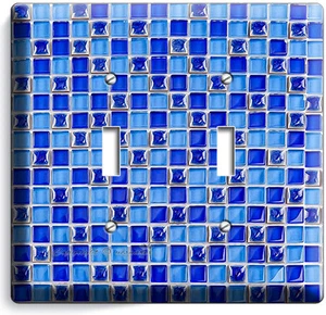 AZULEJOS ÁRABES MOSAICO AZUL INTERRUPTOR DE LUZ DOBLE CUBIERTA DE PLACA DE PARED DECORACIÓN DE COCINA PARA EL HOGAR - Imagen 1 de 1