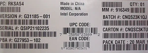 Intel RKSAS4 RAID SAS C600 PCIe SG27953 Upgrade Key New Bulk Packaging - Picture 1 of 1