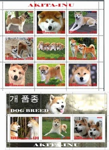 Stamp sheet+block Akita-Inu 2020 Korea issue Dogs - Picture 1 of 1